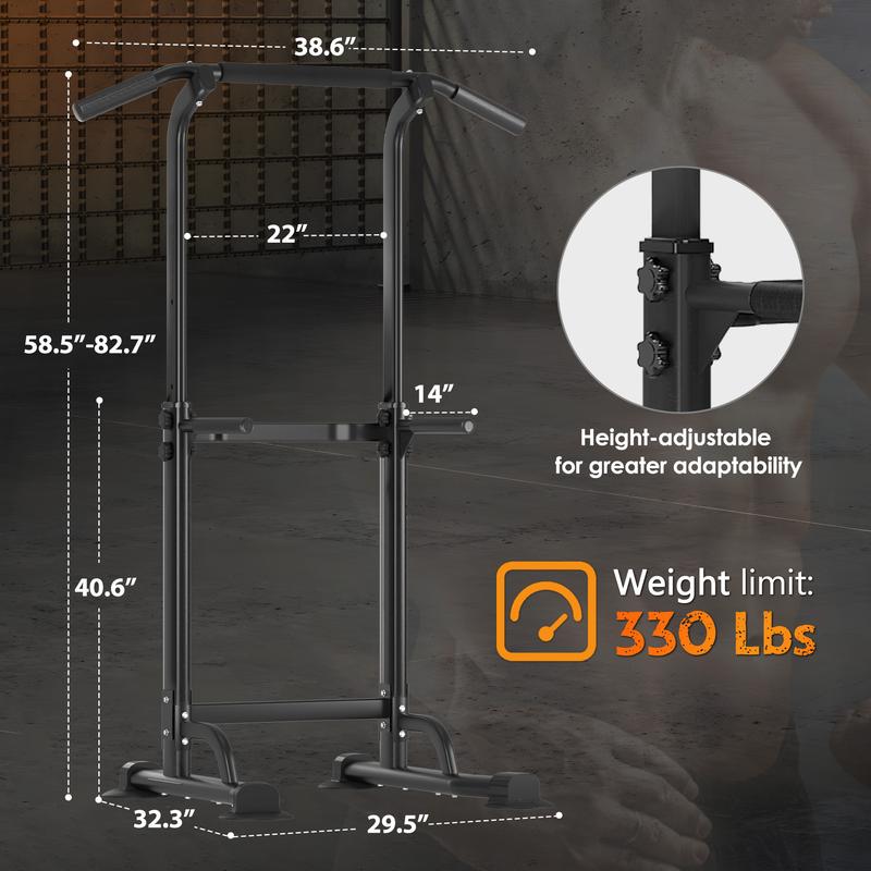 Power Tower Dip Station Pull Up Bar for Home Gym Adjustable Height Strength Training Workout Equipment,Pull Up Bar Station