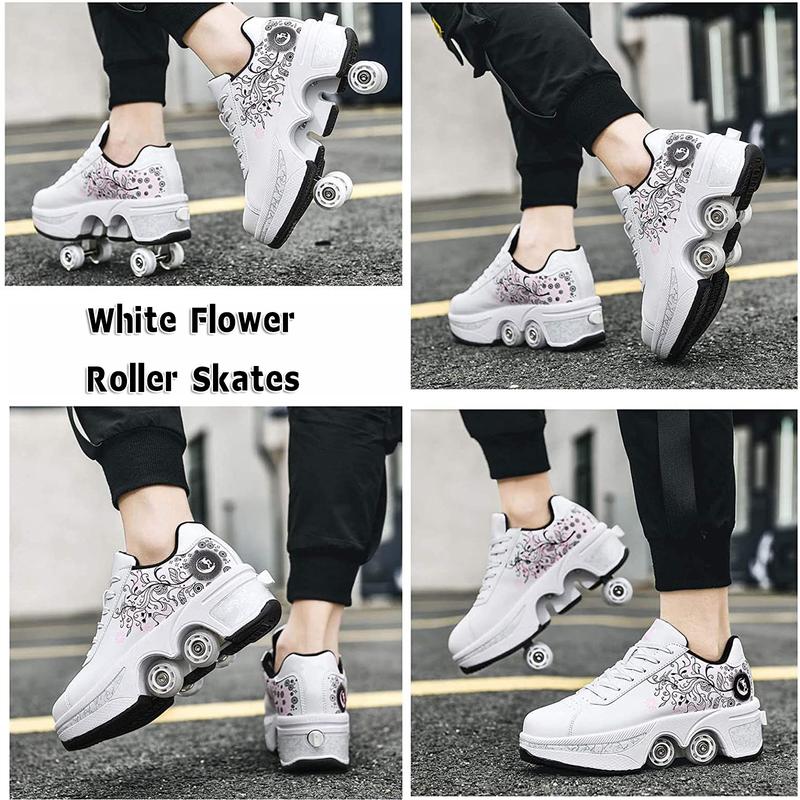 Yousulun Deformation Roller Shoes, 4-wheel Roller Skates for Indoor  Outdoor, Double-row Roller Skate Shoes for Adult, Multi-functional Sneakers, Unique Birthday Gift