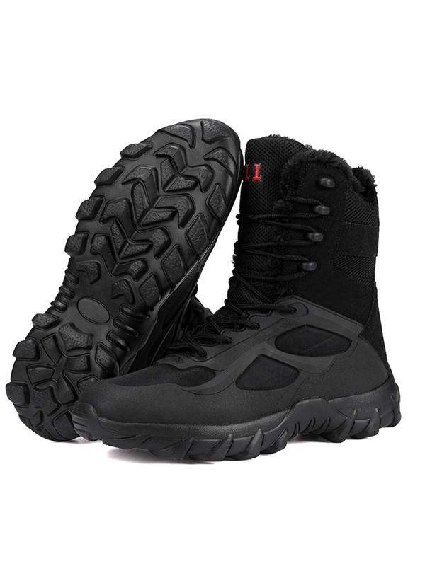 Men's Outdoor Hiking Boots, Casual Sporty Lace Up Boots, Warm & Non-slip Hiking Shoes for Desert, Mountain, Snow