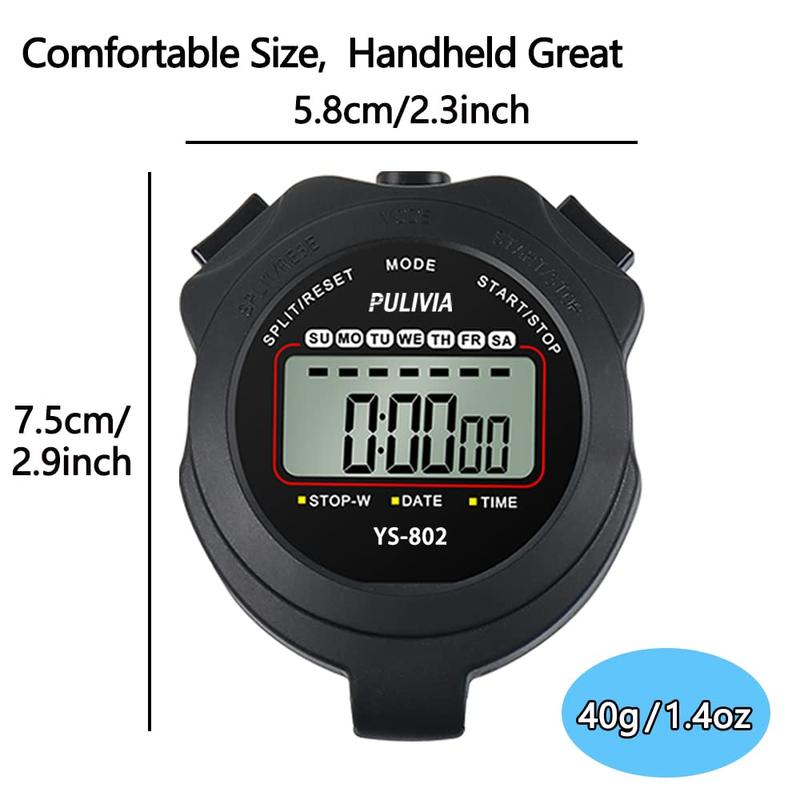 Sports Stopwatch Timer Single Lap Split Digital Stopwatch for Coaches Swimming Running Sport Training Stopwatch, Black