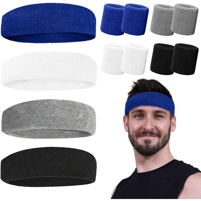 12 Pack Sports Sweat Bands for Sports Headband and Wristbands, Sweatbands Colorful Cotton Sweat Band for Women and Men Tennis Basketball Outdoor Athletic, Running, Gym