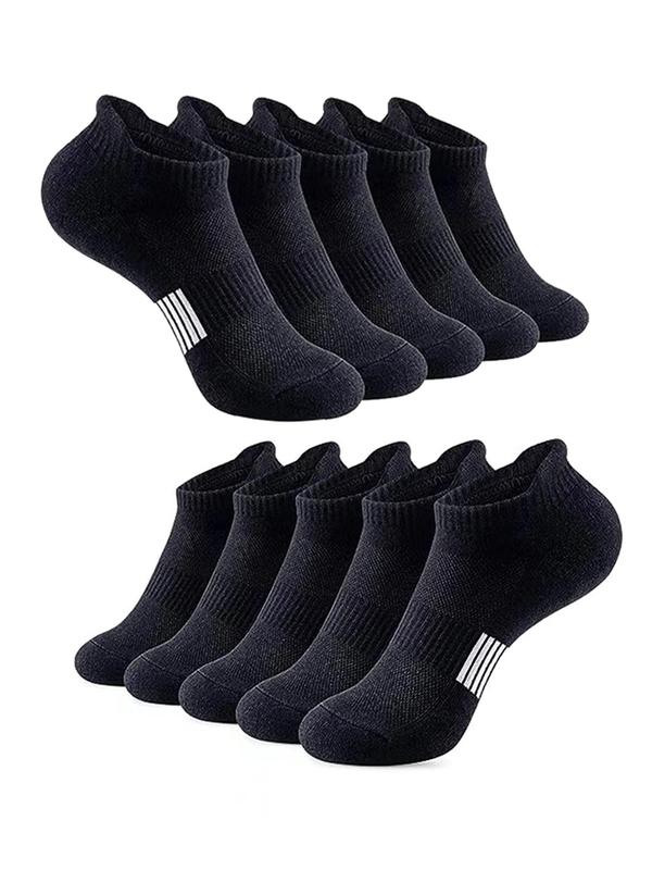 Plus 5 Pairs Low Cut Athletic Socks, Protect Heel Breathable Comfortable Sports Socks for Running Cycling Hiking, Men's Sportswear Ankle Socks for All Seasons