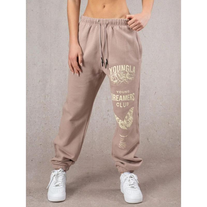 Youngla American Sports Pants Gym Bodybuilding Running Training Pants Cotton Terry Printed Ankle-Tied Trousers