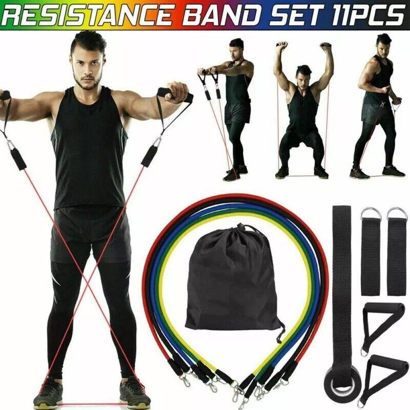 11 PCS Resistance Band Set for Yoga Pilates and Abs Exercise