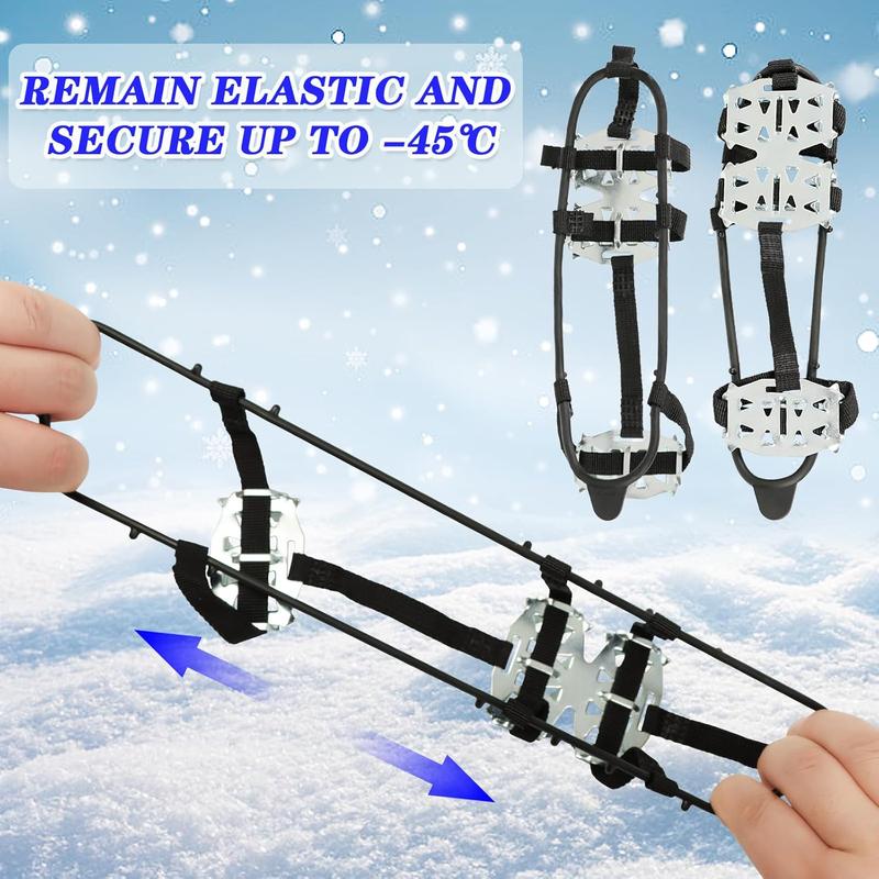 24-Tooth Anti-Slip Crampons Ice Cleats Snow Spikes for Shoes and Boots Shoe Covers for Ice & Snow, Perfect for Hiking, Climbing, Walking, Running & Hunting Non-slip Ice Shoe Cover