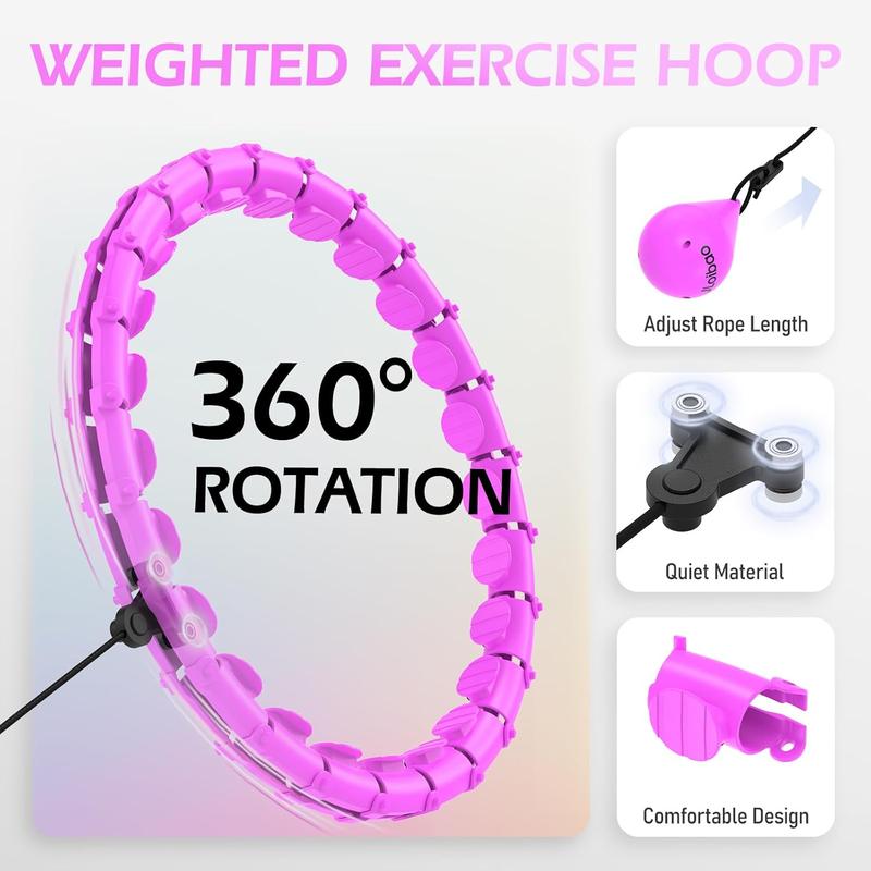 Weighted Hula Circle with 24 Links for Adults Weight Loss, Infinity Fitness Hoop Plus Size, for Women Smart Exercise Equipment