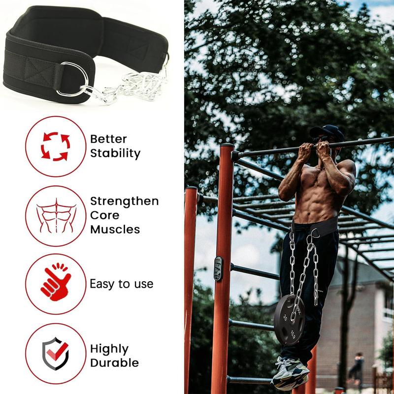 Weighted Pull-up Belt with Chain, Fitness Strength Training Waist Belt, Squat Weight Belt, Pull-up Belt for Weightlifting, Squats