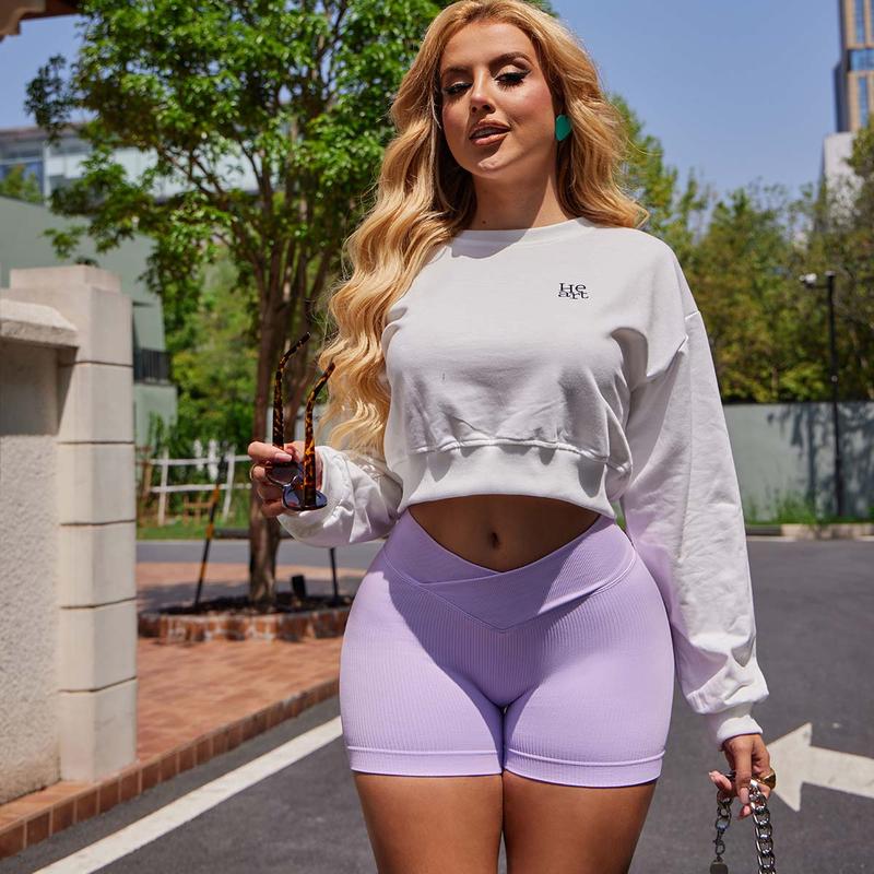 OQQ Women's Seamless High Waist Yoga Shorts Workout Athletic Gym Leggings Set of 3