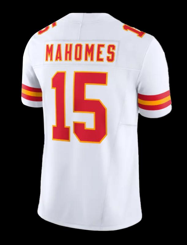 Junior Kids No. 15  Patrick Mahomes High quality American red, black and white stitched soccer jersey