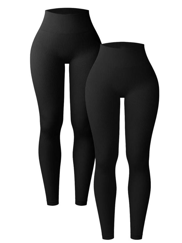 Women's High Waist Sports Leggings, 2024 Summer Sporty Casual Comfy Breathable Seamless Skinny Pants, Women's Athletic Bottoms for Yoga Gym Running, Tummy Control