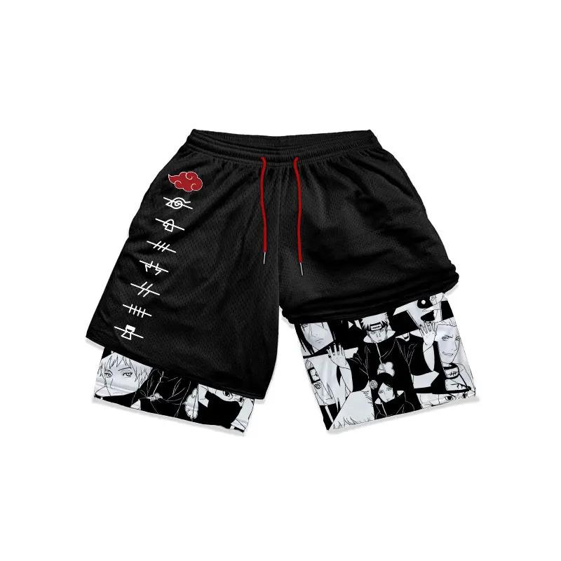 Naruto Anime Shorts Men Sports Short Pants Itachi Pain Manga Print Summer Workout Fitness Running Performance Gym Shorts Gifts