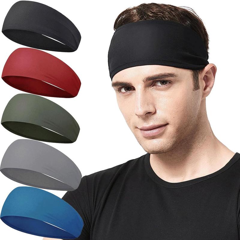 Sports Headband, 5 Counts Sweatband Sports Headband for Running, Cycling, Basketball, Fitness Workout Stretchy Unisex Hairband, Sports Accessories