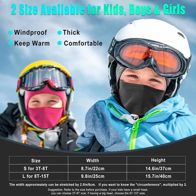 2 Pack  Balaclava  Mask for Boy Girl, Winter Hat Ski Mask for Cold Weather, Windproof  Warmer for Skiing Cycling