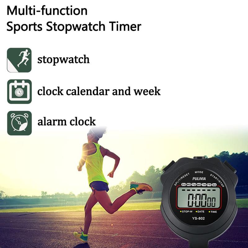 Sports Stopwatch Timer Single Lap Split Digital Stopwatch for Coaches Swimming Running Sport Training Stopwatch, Black