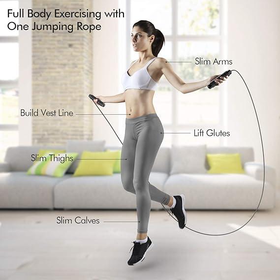 Jump Rope, Rapid Speed Cable with Ball Bearings for Women, Men, Adjustable Steel Rope with Foam Handles for Fitness, Home portable exercise smart jump