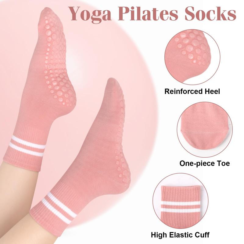 3 Pairs Pilates Women's Grip Socks Yoga Socks Non-slip Ballet Hospital Socks - of Grip Ankle Socks, Medium Leg Sports Yoga Socks for Unisex Sports Socks Non-slip bottom seam socks Women's Pilates