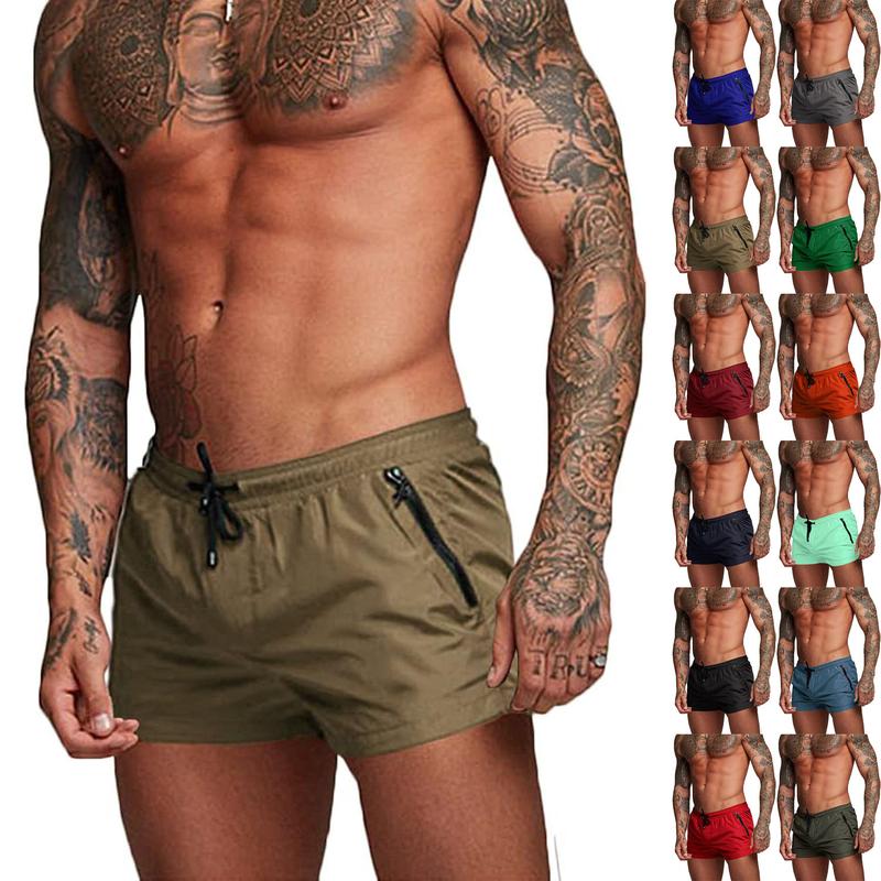 Men's Athletic Gym Workout Shorts 3 Inch Quick Dry Running Bodybuilding Short Shorts with Liner and Zipper Pockets  comfortable outdoor spandex Sports Shorts