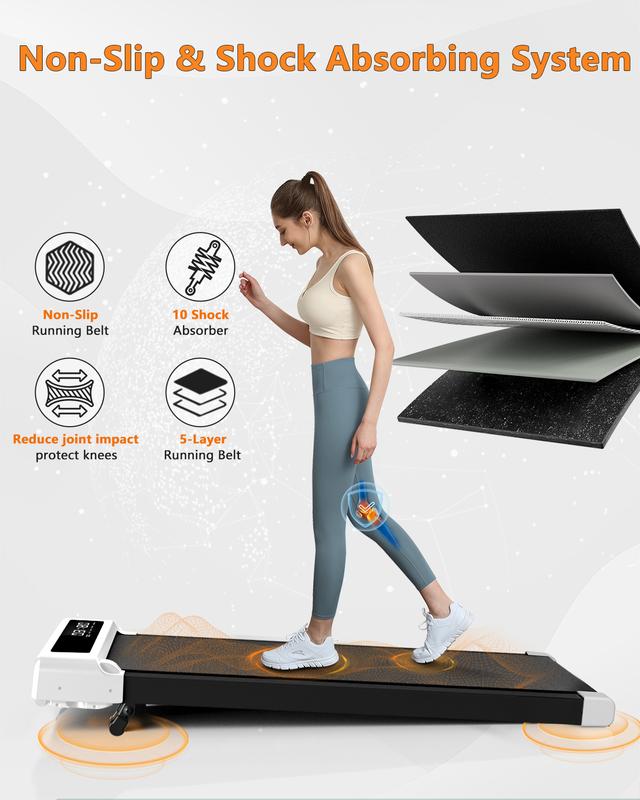 VIPLAT Walking Pad Treadmill Under Desk,Desk Treadmill for Office Home Under Desk,265 lbs Capacity Compact Mini Treadmill 2.5HP 2 in 1 Walking Jogging with Remote Control.LED Display