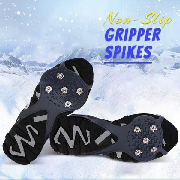 Anti-Slip Ice Cleats – Universal Gripper Spikes for Snow & Ice with 5 Steel Studs, Winter Traction Crampons for Men & Women