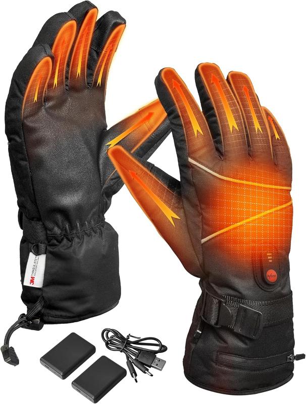 Heated Gloves for Men Women, 7.4V Rechargeable Battery Electric Heated Ski Gloves, Touchscreen Heating Gloves Waterproof for Winter Outdoor Work Hunting Motorcycle Cycling