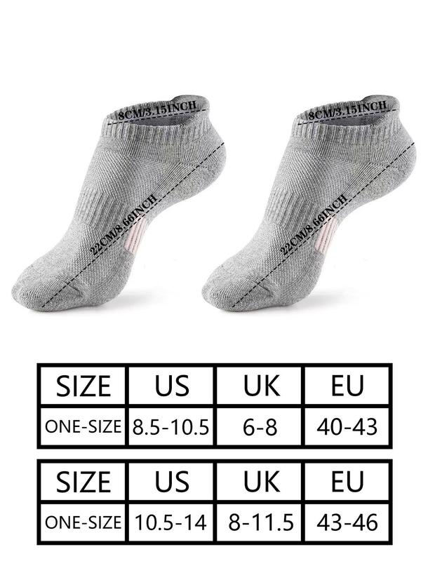 Plus 5 Pairs Low Cut Athletic Socks, Protect Heel Breathable Comfortable Sports Socks for Running Cycling Hiking, Men's Sportswear Ankle Socks for All Seasons