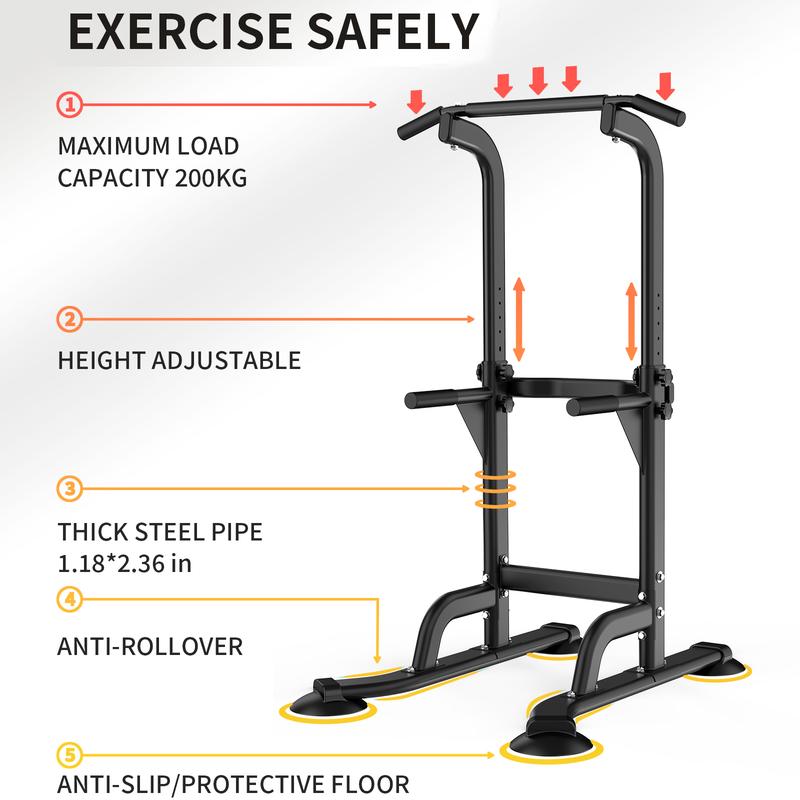 Rebuild Your Life Power Tower Pull Up Bar Station Workout Dip Station for Home Gym Strength Training Fitness Equipment Newer Version