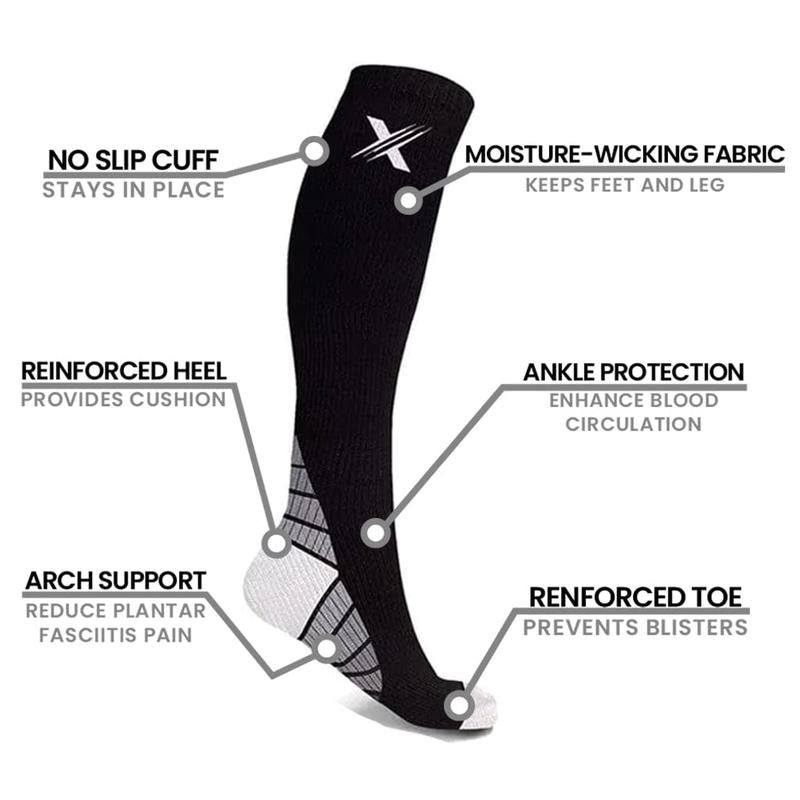 Extreme Fit Sports Lightweight Knee High Socks (6-Pairs) - 15-20mmHg, Breathable & Odor-Free