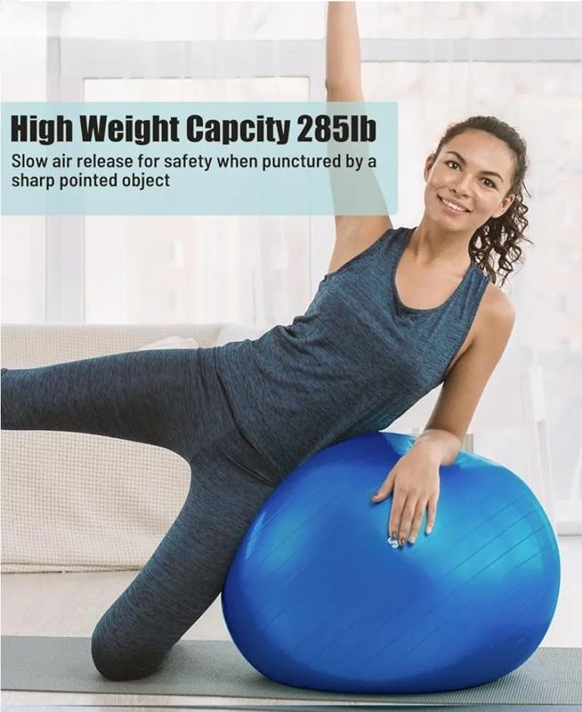 Yoga Ball Exercise Ball for Working Out, Anti-Burst and Slip Resistant Stability Ball, Swiss Ball for Physical Therapy, Exercise Ball Chair, Home Gym Fitness 65cm with pump