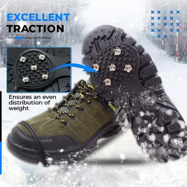 Anti-Slip Ice Cleats – Universal Gripper Spikes for Snow & Ice with 5 Steel Studs, Winter Traction Crampons for Men & Women