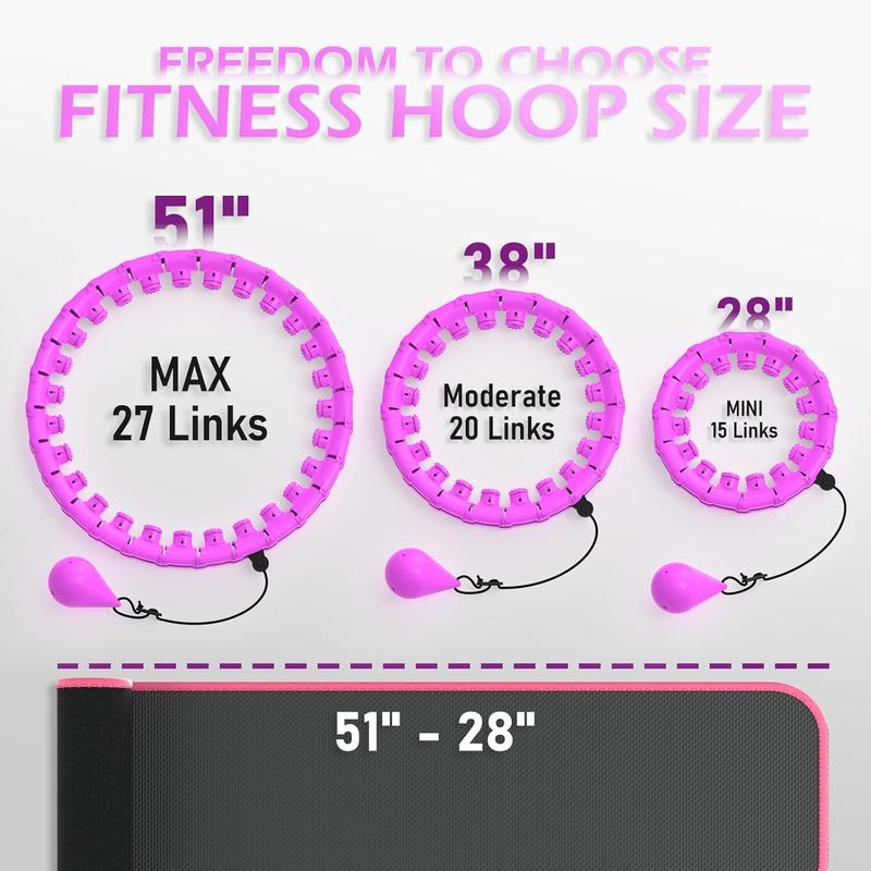 JLoibao Weighted Hula Circle for Adults Weight Loss, Infinity Fitness Hoop Plus Size 51 Inch with Sweat Belt, Include 27 Detachable Links and Waist Trainer for Women hulahooper hoolahoop j phula