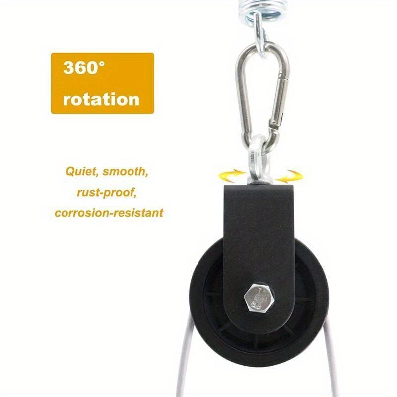 Weight Cable Pulley System Gym Kit, 360 Degree Rotating Silent Pulley, Pulley Hanging Strap Carabiner Hooks Hammock Straps for Gym Equipment, Ladder Lift