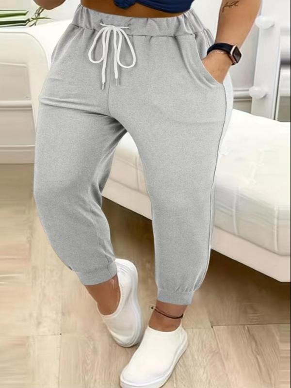 Solid Drawstring Waist Jogger Pants, Casual Pocket Sweatpants for Fall & Winter, Women's Trousers for Daily Wear