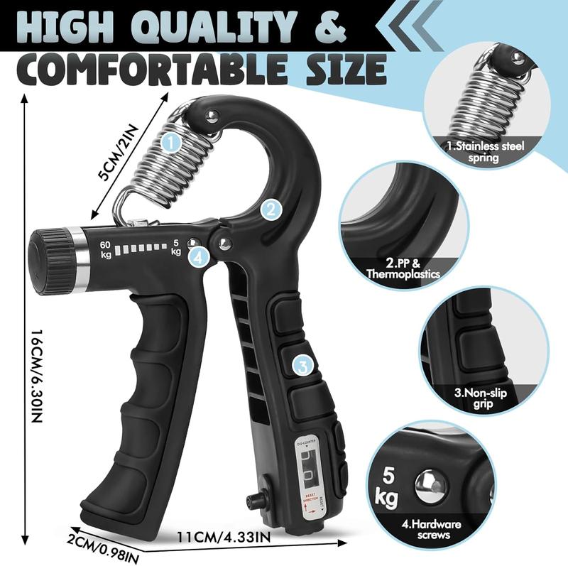 Hand Grip Strengthener with Counter, Adjustable Resistance - Forearm Trainer, Grip Strengthener, and Hand Strengthening Device for Athletes