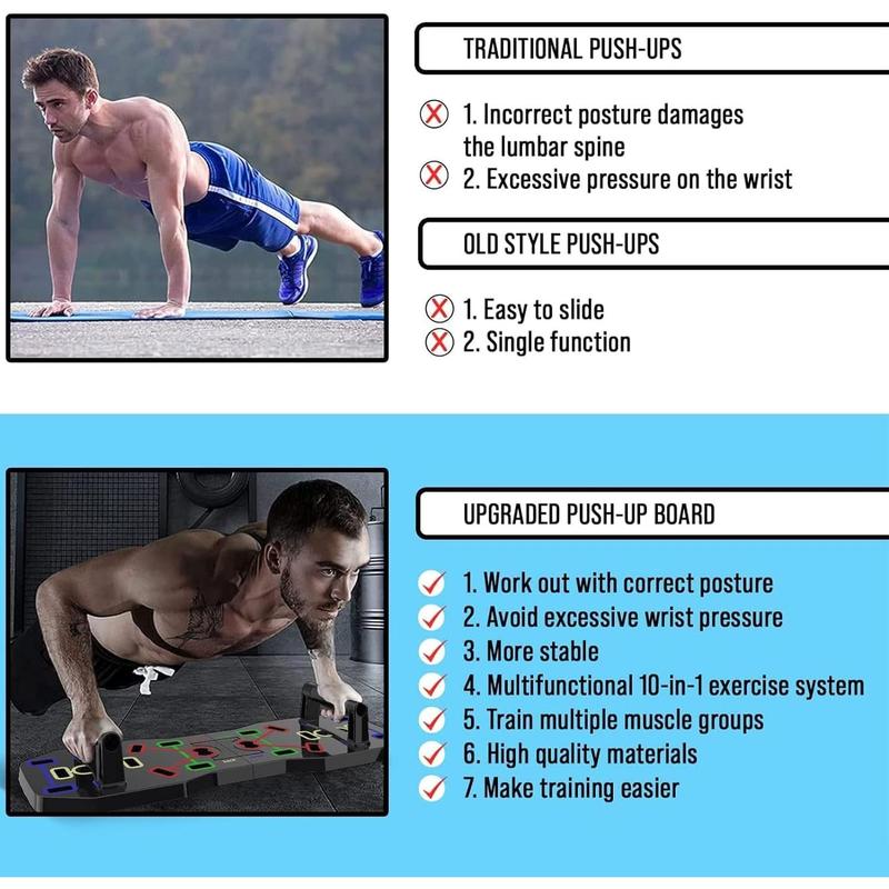 Push Up Board, Portable Multi-Function Foldable 10 in 1 Push Up Bar, Push up Handles for Floor,Professional Push Up Strength Training Equipment