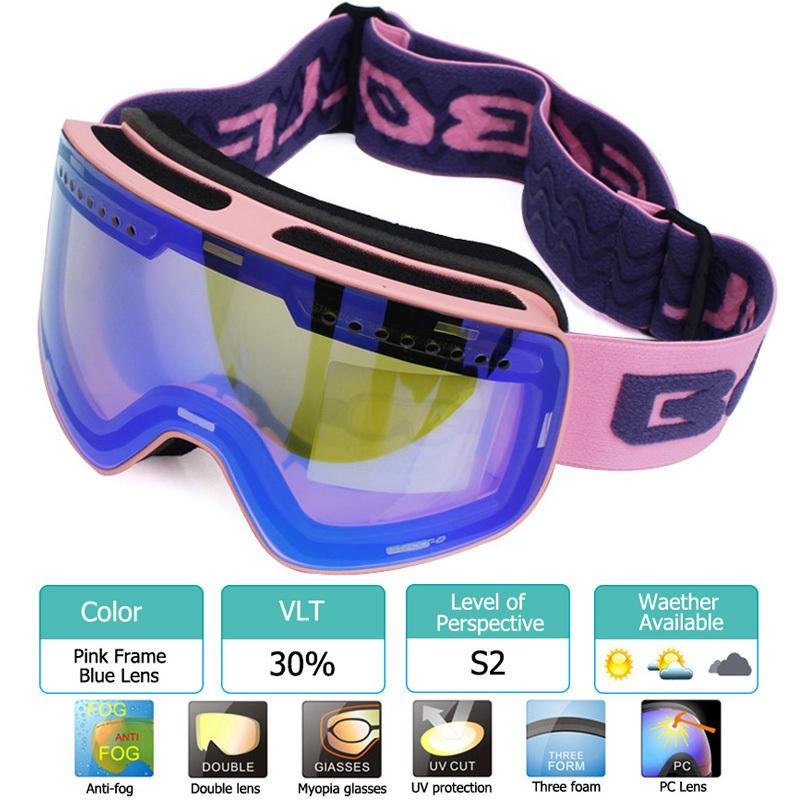 Ski Len Ski Goggles With Magnetic Double Layer Lens, Skiing Anti-fog UV400 Snowboard Goggles For Men And Women, Outdoor Sports Ski Glasses, Eyewear