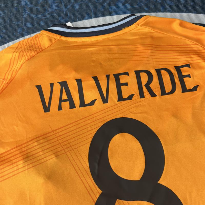 Soccer jersey fan edition away kit Valverde #8 orange color short sleeve 2425