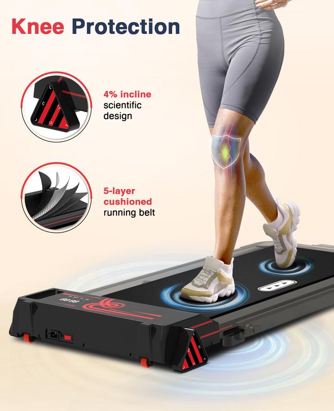 REDLIRO  Walking Pad Treadmill with Incline - 2 in 1 Foldable Under Desk for Home Office with Handle Bar，Remote Control LED Display