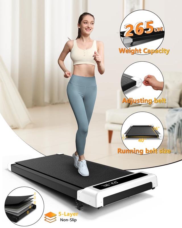 VIPLAT Walking Pad Treadmill Under Desk,Desk Treadmill for Office Home Under Desk,265 lbs Capacity Compact Mini Treadmill 2.5HP 2 in 1 Walking Jogging with Remote Control.LED Display