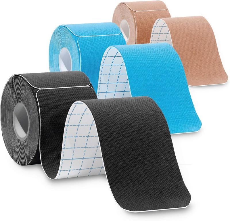 3-PACK Kinesiology Tape Pro Athletic Sports. Knee, Ankle, Muscle, Kinetic Sport Dynamic, Physical . Strong-Rock Breathable h2o Resist Cotton.Roll,pre-Cut 10 in Strip - Multi-colored