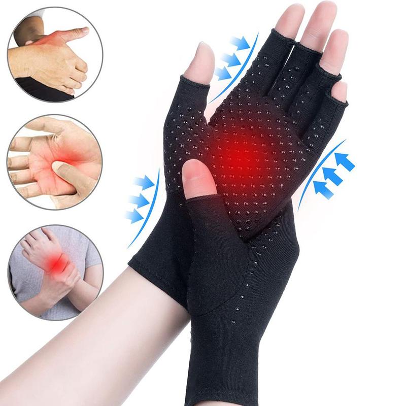 Arthritis Compression Gloves, 1 Pair Anti-slip Glue Dot Fingerless Gloves for Work, Cycling Gloves, Sports & Outdoor Accessories for Women & Men, Christmas Gift