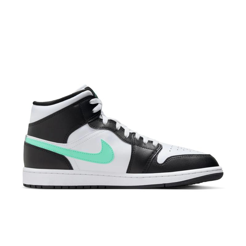 Men's Jordan 1 Mid White Green Glow-Black (DQ8426 103)