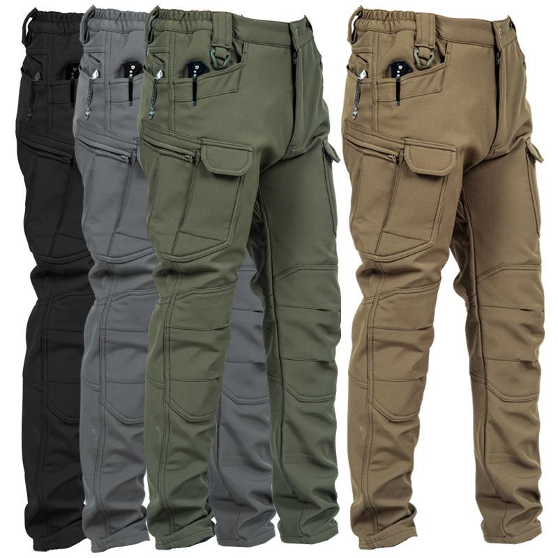 New Fashion Ix7 Outdoor Technical Trousers Men's Soft Shell Tactical Pants Fleece Warm Casual Working Pants Fleece-lined Thickened Climbing Pants Outdoor Sports Equipment Popular Black Five