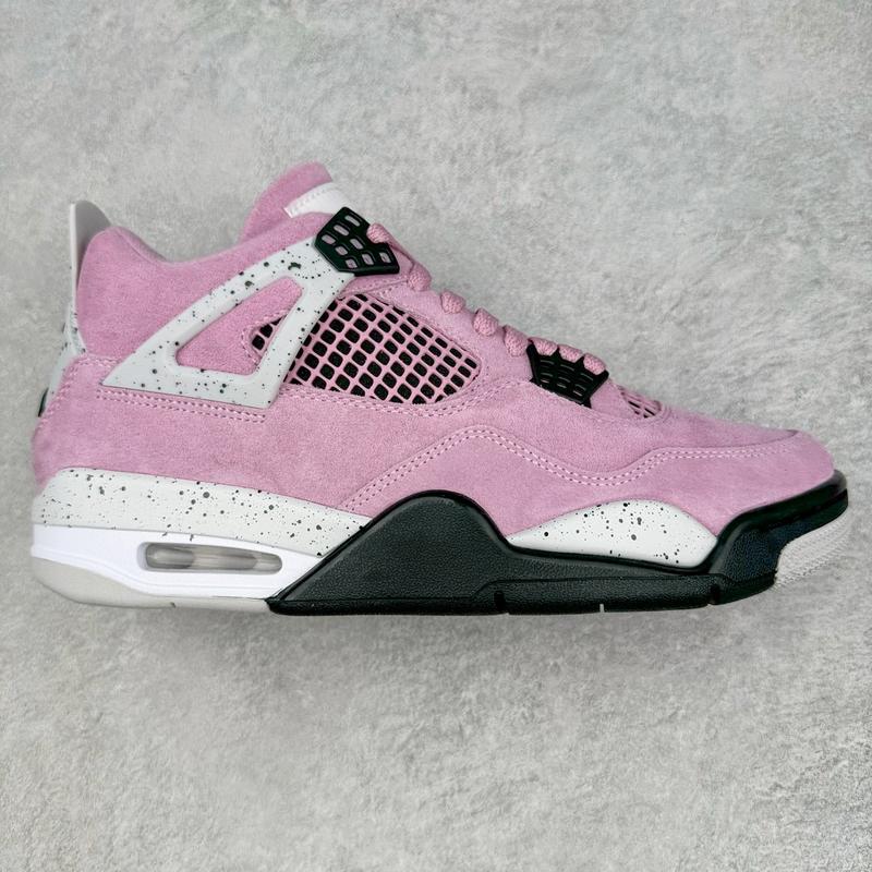 Jordan 4 Pink Black Suede Retro Fashion Trend Non slip Wear resistant and Comfortable Sports Shoes Hot-selling item