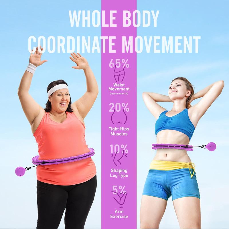 Weighted Hula Circle for Adults, Infinity Hoop Fit Plus Size 47 inch 120cm, Include 24 Detachable Links and Waist Trainer for Women, Christmas Gift