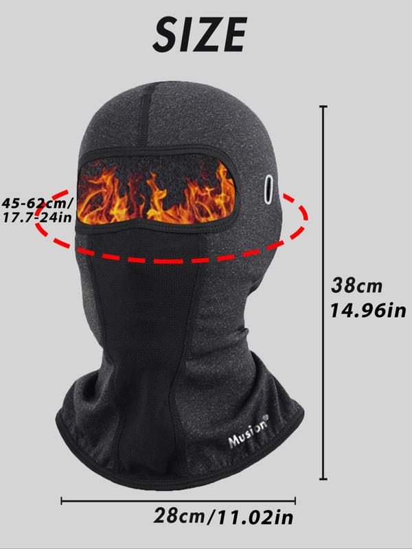 Windproof Thermal Balaclava with Glasses Hole, Stretch Fleece Face Mask, Warm Neck Warmer for Motorcycle Riding and Outdoor Sports