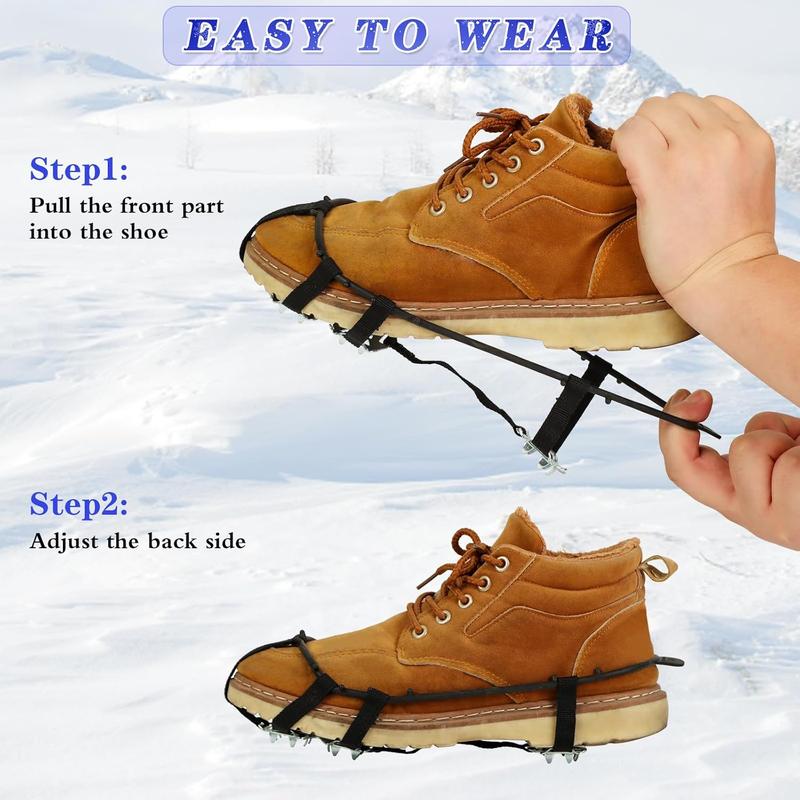 24-Tooth Anti-Slip Crampons Ice Cleats Snow Spikes for Shoes and Boots Shoe Covers for Ice & Snow, Perfect for Hiking, Climbing, Walking, Running & Hunting Non-slip Ice Shoe Cover