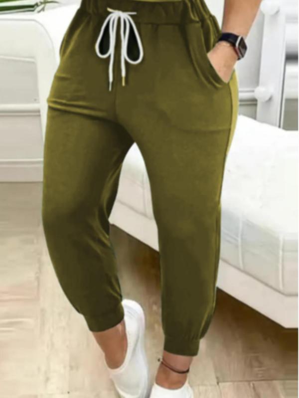 Solid Drawstring Waist Jogger Pants, Casual Pocket Sweatpants for Fall & Winter, Women's Trousers for Daily Wear