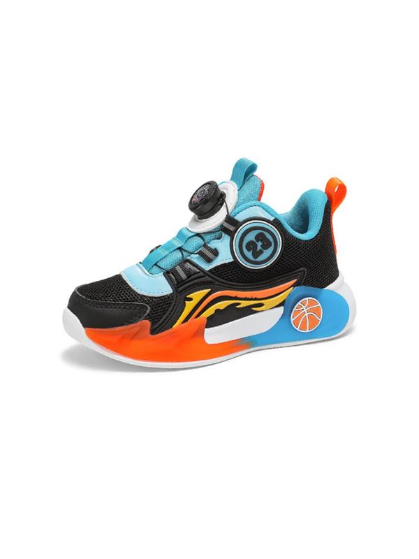 Boy's Colorblock Rotatable Lace Up Buckle Design Basketball Shoes, Casual Sporty Breathable Comfortable Basketball Shoes, Kids Sports Shoes for All Seasons