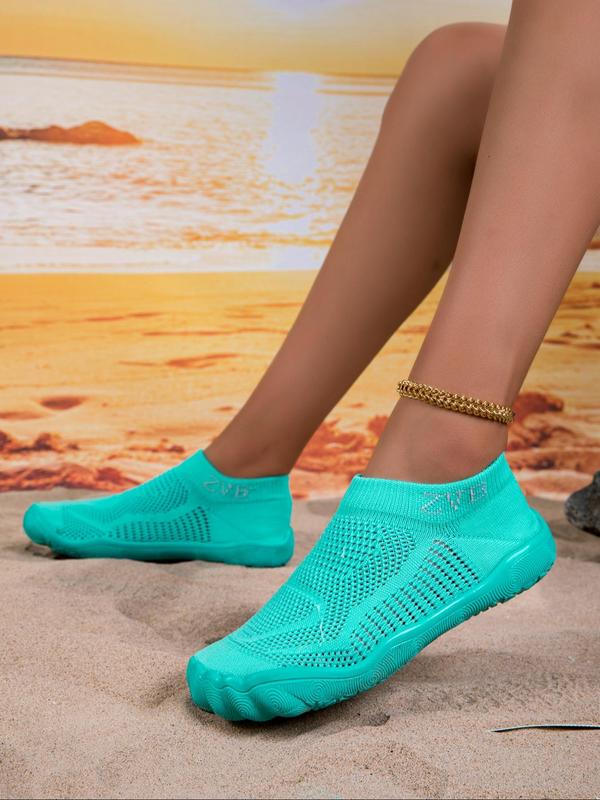 Women's Solid Color Contrast Mesh Water Shoes, Lightweight Breathable Barefoot Shoes for Beach Swimming Pool, Outdoor Sports Shoes for Women & Girls