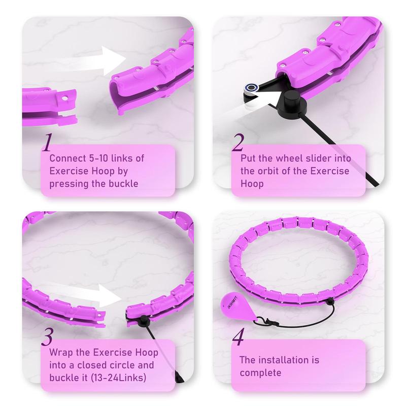 Weighted Hula Circle for Adults, Infinity Hoop Fit Plus Size 47 inch 120cm, Include 24 Detachable Links and Waist Trainer for Women, Christmas Gift